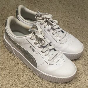 Puma White and Gray Casual Sneakers